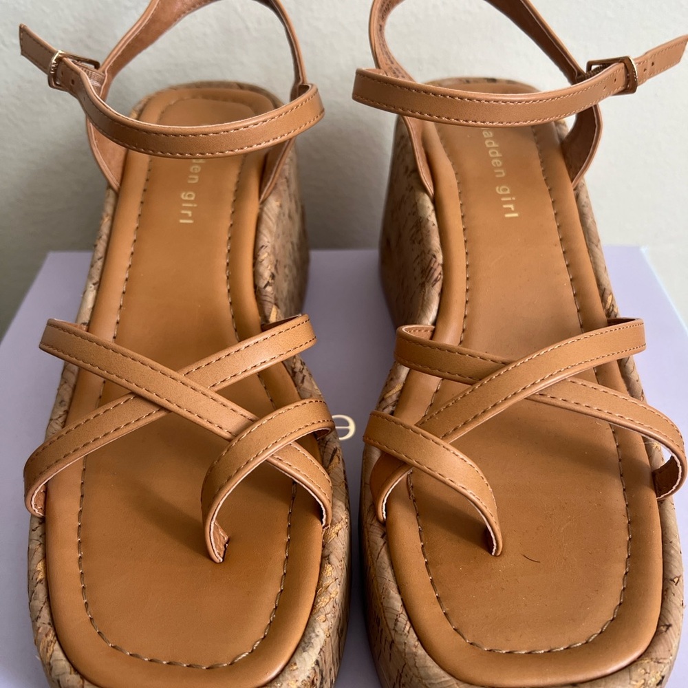 Madden Girl Brown Strappy Wedges